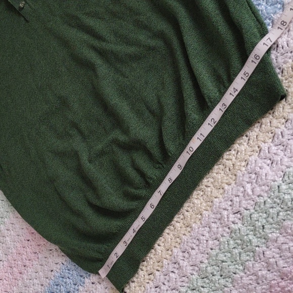 Jhane Barnes Large Green Wool Blend Long Sleeve Polo Shirt - Picture 10 of 11